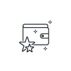 Icon of a wallet with a star on a white background